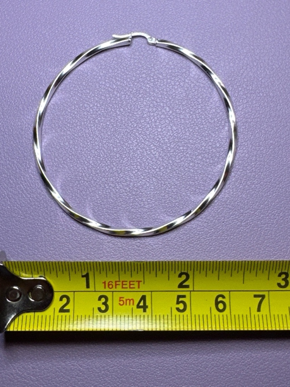 Sterling Silver Twisted Hoop Earrings 2.25” Large New - Picture 2 of 5